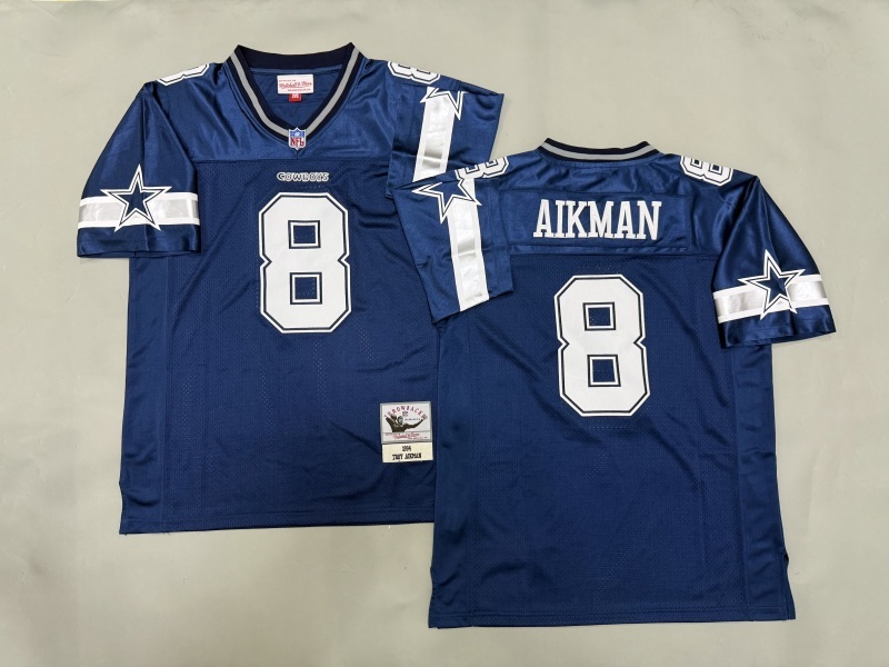 Men 2025 Nike Dallas Cowboys #8 Aikman Blue Throwback Limited NFL Jersey 001